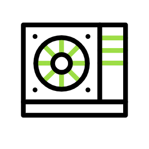 Green loading icon on black background