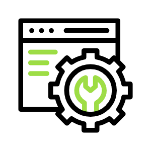 Wrench icon with lines on black background