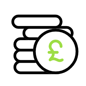 Person juggling green pound symbols