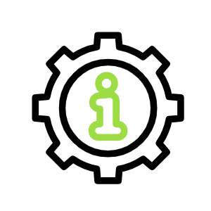 Green outlined letter 'i' on black background