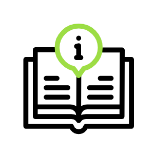 Neon green lightbulb icon on black background