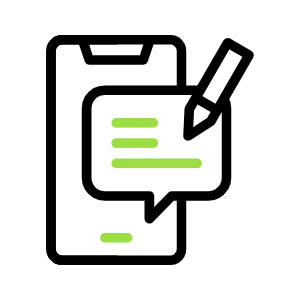 Abstract green lines on black background.