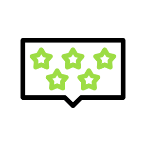 Five green stars in a row