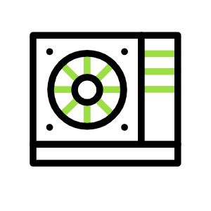 Green loading icon on black background