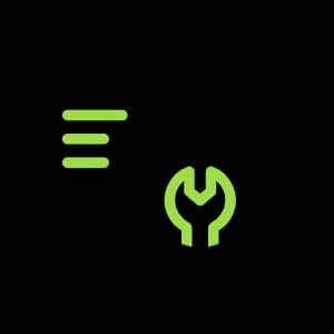 Wrench icon with lines on black background