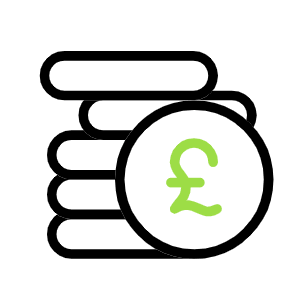 Person juggling green pound symbols