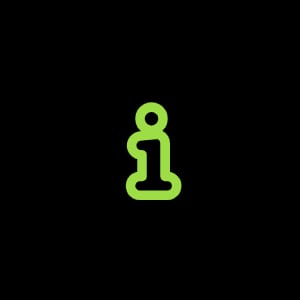 Green outlined letter 'i' on black background