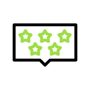 Five green stars in a row